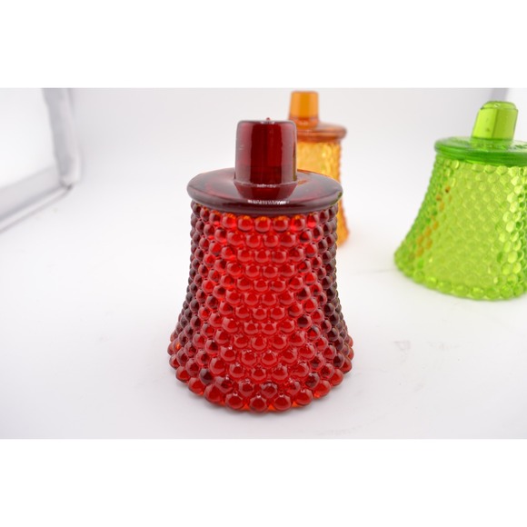 Vintage‎ Glass Candle Holder Candelabra Marble Base Red Yellow Green Set - Picture 5 of 5